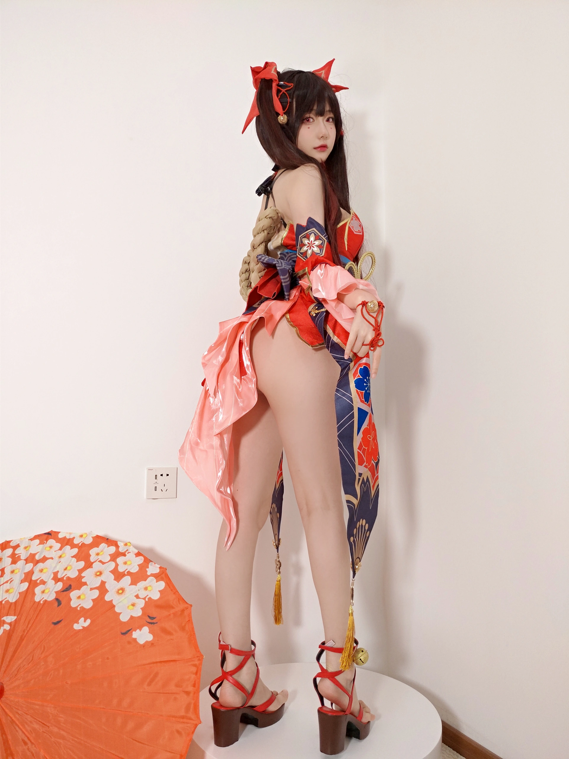 迷之呆梨《花火》红蓝和风造型Cosplay写真插图2